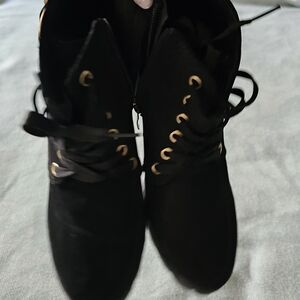 Black Lace-Up Ankle Boots